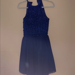 Navy blue, sequined top formal dress. worn once